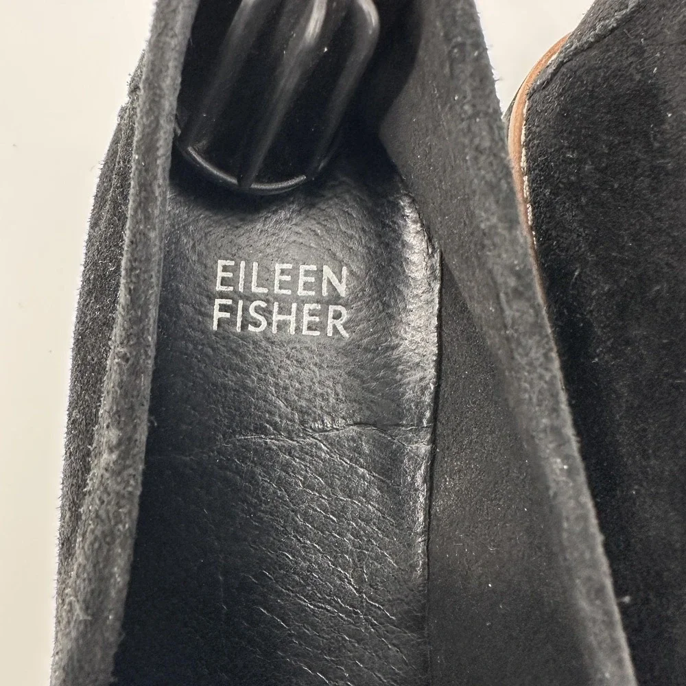 Eileen Fisher Shoes‎ Womens Size 8.5 Black Suede Loafers Slip On Comfort Moc Toe